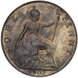 1907 Penny - Edward VII British Bronze Coin - Very Nice