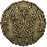 1946 BRASS THREEPENCE - GEORGE VI BRITISH COIN - NICE