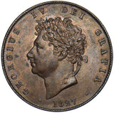 1827 HALFPENNY - GEORGE IV BRITISH COPPER COIN - V NICE