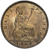 1862 Halfpenny - Victoria British Bronze Coin - Superb