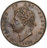1826 HALFPENNY - GEORGE IV BRITISH COPPER COIN - V NICE